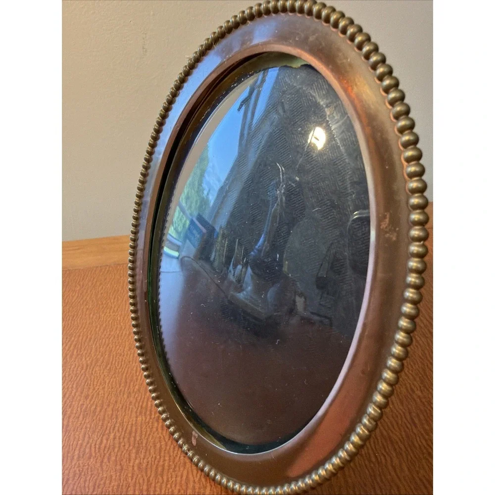 Antique Oval Bronze Photo Frame With Convex Bubble Glass 4